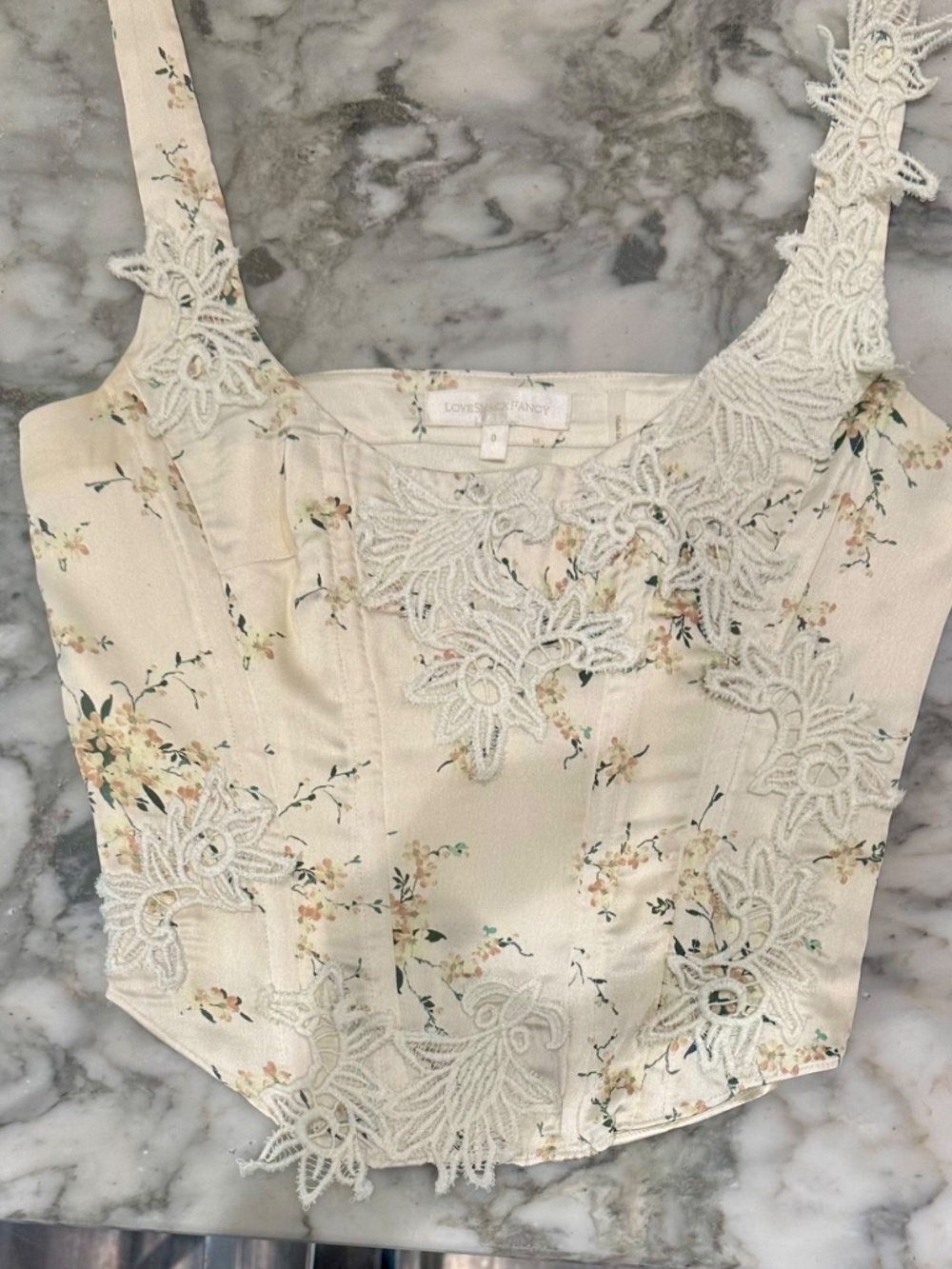 LoveShackFancy Mori Bustier Top Canary Yellow - Picture 3 of 8